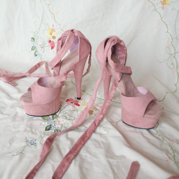 Pink Velvet Ballerina Pleasers - Picture 5 of 15